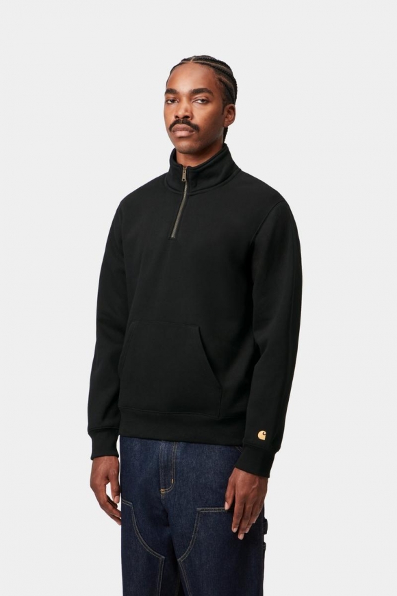 Carhartt Chase Neck Zip Sweatshirt - Schwarz / Gold Carhartt Chase Neck Zip Sweatshirt - Schwarz / Gold
