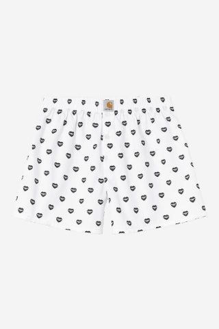 Carhartt Cotton Boxer - Herzdruck, Weiß / Schwarz Carhartt Cotton Boxer - Herzdruck, Weiß / Schwarz