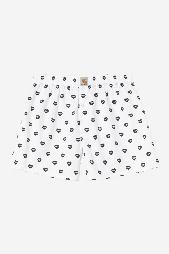 Carhartt Cotton Boxer - Herzdruck, Weiß / Schwarz Carhartt Cotton Boxer - Herzdruck, Weiß / Schwarz