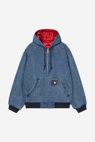 Carhartt OG Active Jacket 50th Anniversary Edition Denim - Blau / USA-Rot, Stein gebleicht Carhartt OG Active Jacket 50th Anniversary Edition Denim - Blau / USA-Rot, Stein gebleicht
