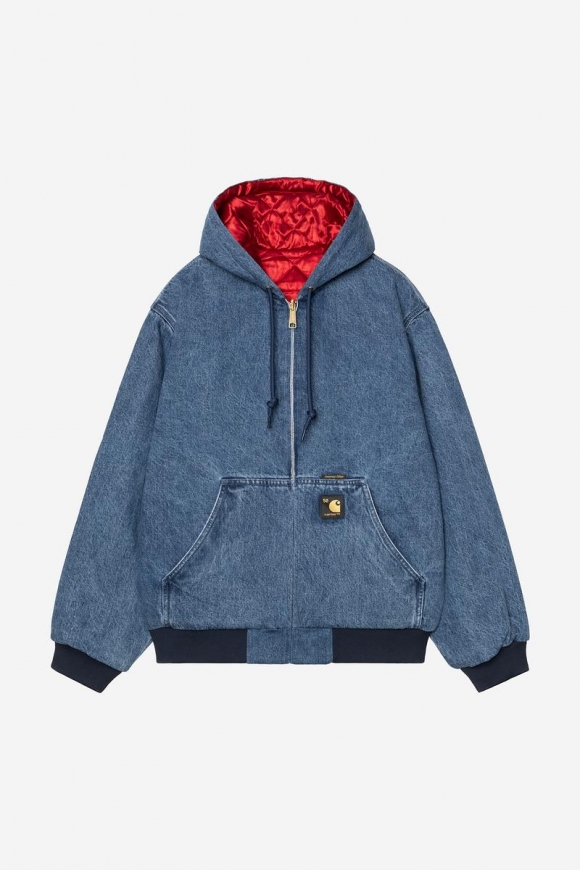 Carhartt OG Active Jacket 50th Anniversary Edition Denim - Blau / USA-Rot, Stein gebleicht Carhartt OG Active Jacket 50th Anniversary Edition Denim - Blau / USA-Rot, Stein gebleicht