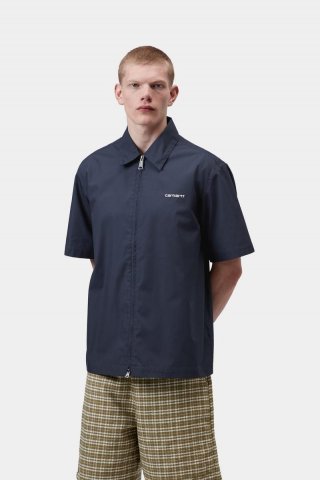 Carhartt S/S Postal Zip Shirt - Blau / Wachs