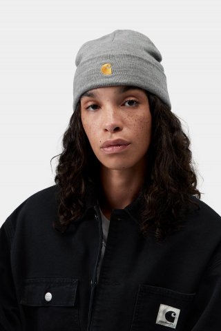 Carhartt Chase Beanie - Grau meliert / Gold Carhartt Chase Beanie - Grau meliert / Gold