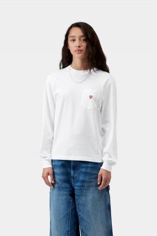 Carhartt L/S Pocket Small Heart T-Shirt - Weiß / Rot Carhartt L/S Pocket Small Heart T-Shirt - Weiß / Rot