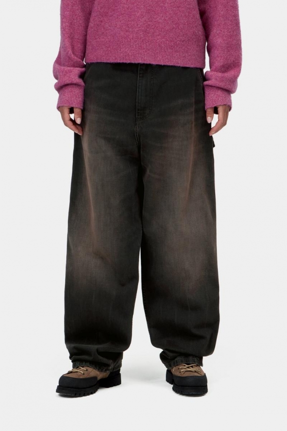 Carhartt Brandon Single Knee Pant - Schwarz, tabakfarbene Used-Waschung Carhartt Brandon Single Knee Pant - Schwarz, tabakfarbene Used-Waschung