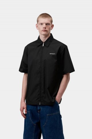 Carhartt S/S Postal Zip Shirt - Schwarz / Wachs Carhartt S/S Postal Zip Shirt - Schwarz / Wachs