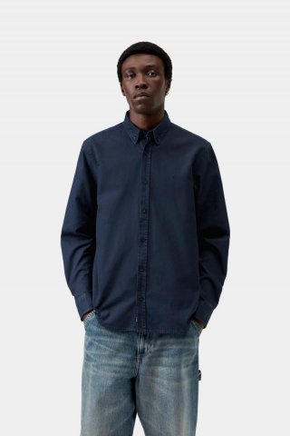 Carhartt L/S Bolton Shirt - Dunkles Marineblau, stückgefärbt Carhartt L/S Bolton Shirt - Dunkles Marineblau, stückgefärbt