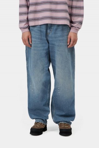 Carhartt OG Single Knee Pant - Blau, Zerstörerische Waschung, Spritzer Carhartt OG Single Knee Pant - Blau, Zerstörerische Waschung, Spritzer