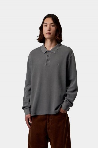 Carhartt L/S Waffle Rugby Shirt - Schwarz, stückgefärbt Carhartt L/S Waffle Rugby Shirt - Schwarz, stückgefärbt