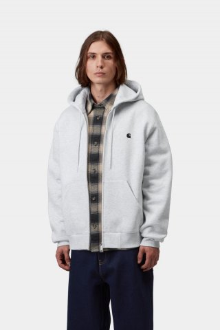 Carhartt Hooded Mack Sweat Jacket - Ash Heather / Schwarz Carhartt Hooded Mack Sweat Jacket - Ash Heather / Schwarz