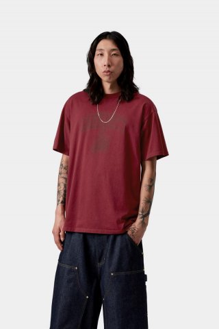 Carhartt S/S Faded Pond Corps T-Shirt - Marsala, schwere Steinwäsche Carhartt S/S Faded Pond Corps T-Shirt - Marsala, schwere Steinwäsche