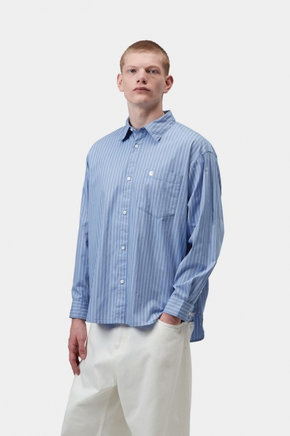 Carhartt L/S Keene Shirt - Keene Stripe, Curacao Carhartt L/S Keene Shirt - Keene Stripe, Curacao