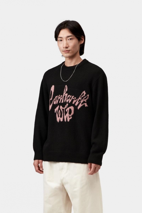 Carhartt Chedda Sweater - Schwarz / Glasrosa Carhartt Chedda Sweater - Schwarz / Glasrosa