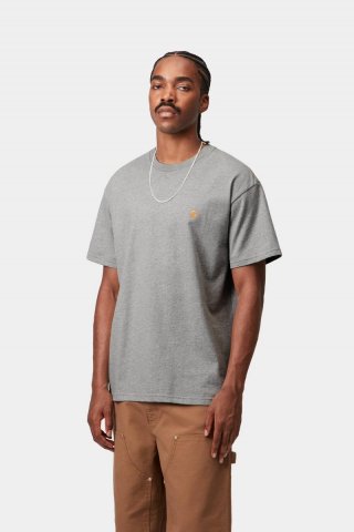 Carhartt S/S Chase T-Shirt - Grau meliert / Gold Carhartt S/S Chase T-Shirt - Grau meliert / Gold