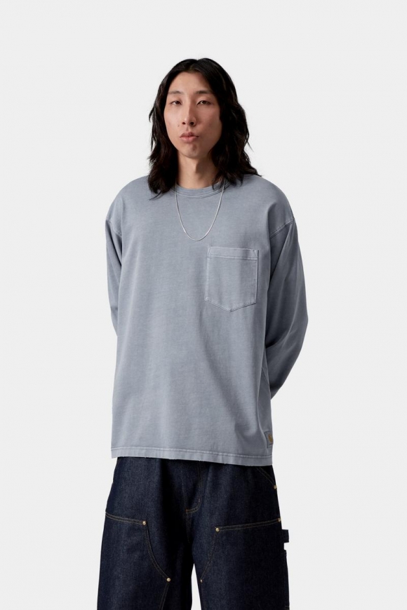 Carhartt L/S Torion Pocket T-Shirt - Büroblau, Grind-Waschung