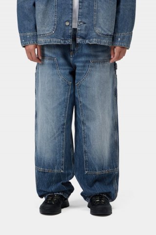 Carhartt Brandon Double Knee Pant - Blau, Marmor in Used-Waschung Carhartt Brandon Double Knee Pant - Blau, Marmor in Used-Waschung