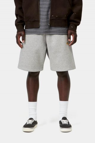 Carhartt Chase Sweat Short - Grau meliert / Gold Carhartt Chase Sweat Short - Grau meliert / Gold
