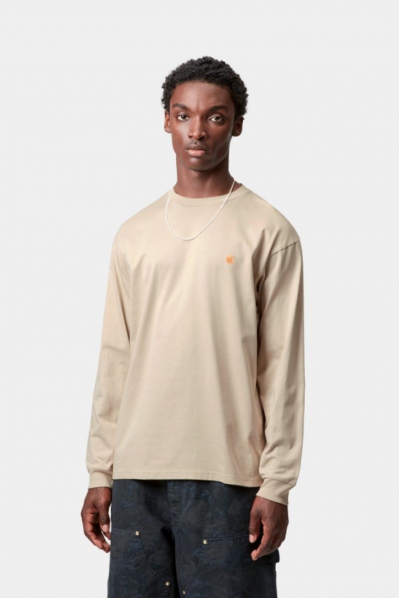 Carhartt L/S Chase T-Shirt - Fleur De Sel / Gold Carhartt L/S Chase T-Shirt - Fleur De Sel / Gold