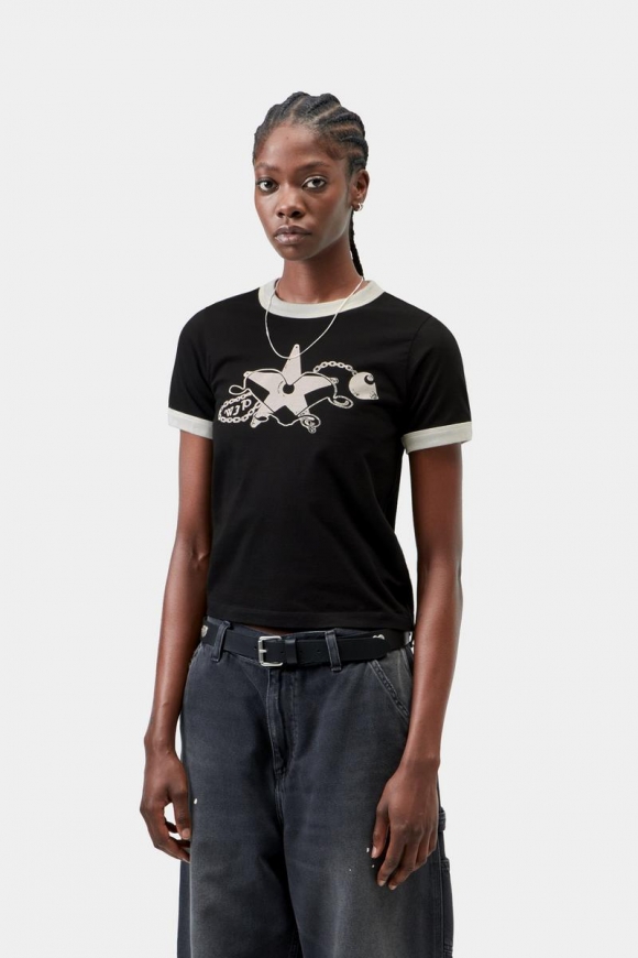 Carhartt S/S Outlaw Star Ringer T-Shirt - Schwarz/Wachs, Heavy Stone Wash Carhartt S/S Outlaw Star Ringer T-Shirt - Schwarz/Wachs, Heavy Stone Wash