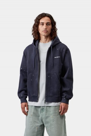 Carhartt Hooded Painter Jacket - Dunkles Marineblau, Destroy-Waschung, Spritzer Carhartt Hooded Painter Jacket - Dunkles Marineblau, Destroy-Waschung, Spritzer