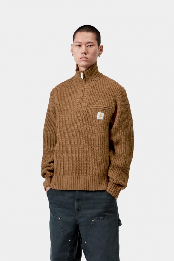 Carhartt Detroit Half Zip Sweater - WIP H Braun Carhartt Detroit Half Zip Sweater - WIP H Braun