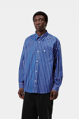 Carhartt L/S Gowan Shirt - Gowan-Streifen, Lapis Carhartt L/S Gowan Shirt - Gowan-Streifen, Lapis