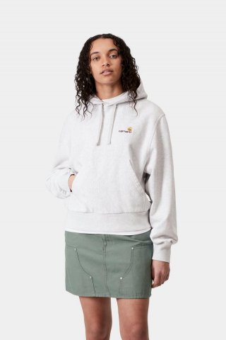 Carhartt Hooded American Script Sweatshirt - Ash Heather Carhartt Hooded American Script Sweatshirt - Ash Heather