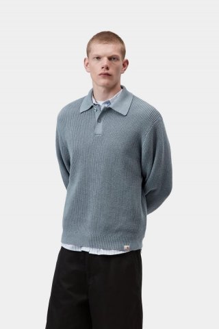 Carhartt L/S Miles Polo - Schattiges Blau Carhartt L/S Miles Polo - Schattiges Blau