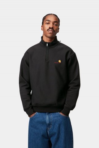 Carhartt Half Zip American Script Sweatshirt - Schwarz Carhartt Half Zip American Script Sweatshirt - Schwarz