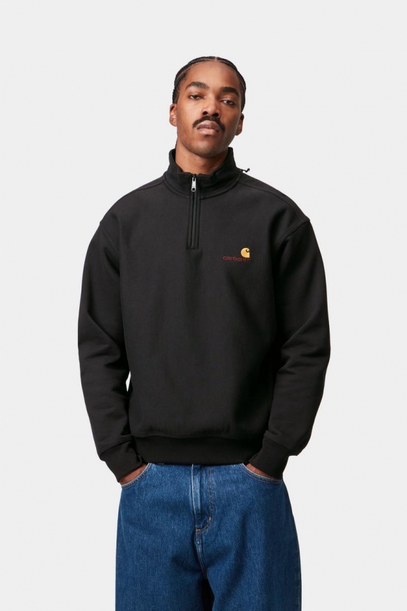 Carhartt Half Zip American Script Sweatshirt - Schwarz Carhartt Half Zip American Script Sweatshirt - Schwarz