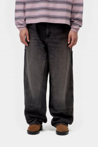 Carhartt Brandon Double Knee Pant - Schwarz, tabakfarbene Used-Waschung Carhartt Brandon Double Knee Pant - Schwarz, tabakfarbene Used-Waschung