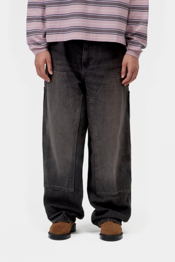Carhartt Brandon Double Knee Pant - Schwarz, tabakfarbene Used-Waschung Carhartt Brandon Double Knee Pant - Schwarz, tabakfarbene Used-Waschung