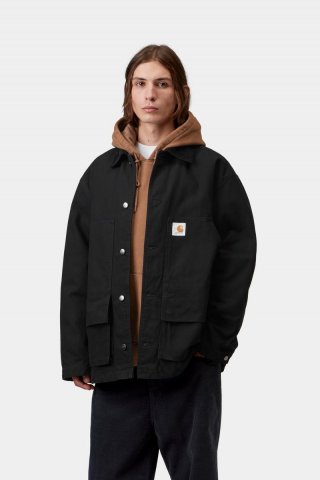 Carhartt Lander Coat - Schwarz / Schwarz, Stonewashed