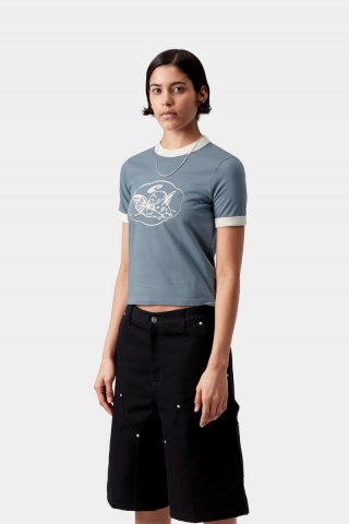 Carhartt S/S Reminiscing Ringer T-Shirt - Samtblau, schwere Steinwaschung Carhartt S/S Reminiscing Ringer T-Shirt - Samtblau, schwere Steinwaschung