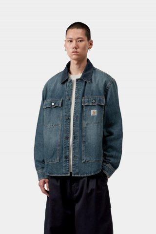 Carhartt Oakland Shirt Jac - Blau/Dunkles Marineblau, getragene, gebrauchte Waschung Carhartt Oakland Shirt Jac - Blau/Dunkles Marineblau, getragene, gebrauchte Waschung