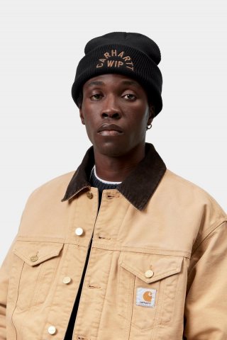 Carhartt Arch Script Beanie - Schwarz / WIP H Braun Carhartt Arch Script Beanie - Schwarz / WIP H Braun