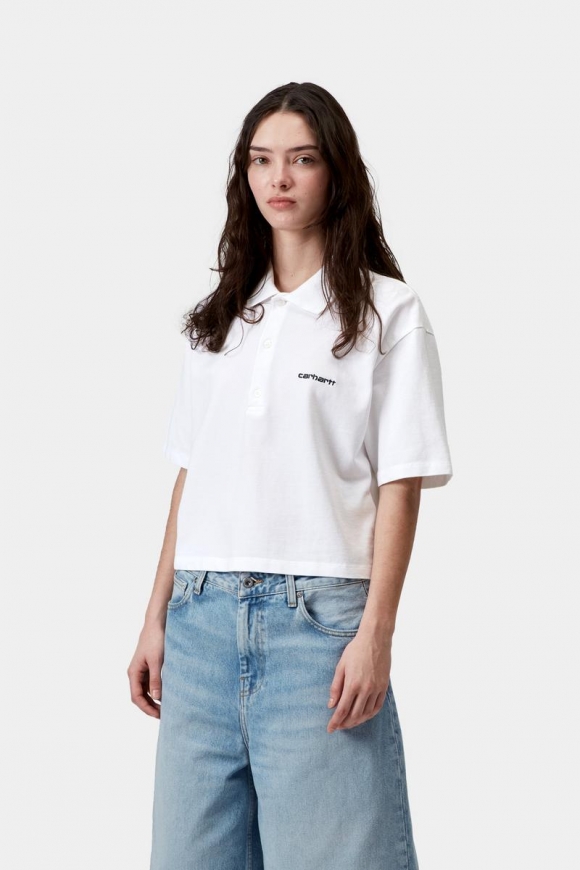 Carhartt S/S Script Polo T-Shirt - Weiß / Schwarz Carhartt S/S Script Polo T-Shirt - Weiß / Schwarz