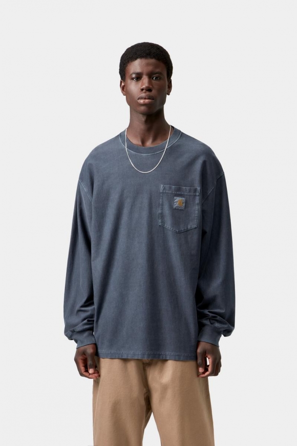 Carhartt L/S Loose Pocket T-Shirt - Dunkles Marineblau, stückgefärbt