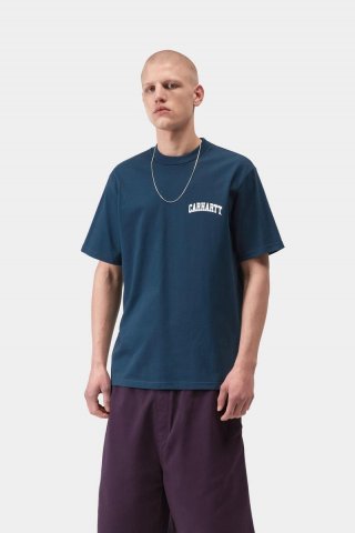Carhartt S/S University Script T-Shirt - Blauer Fluss / Weiß