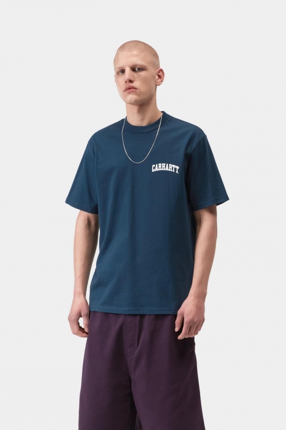 Carhartt S/S University Script T-Shirt - Blauer Fluss / Weiß Carhartt S/S University Script T-Shirt - Blauer Fluss / Weiß