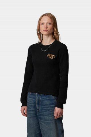 Carhartt L/S Blackletter Waffle T-Shirt - Schwarz / Gelb Carhartt L/S Blackletter Waffle T-Shirt - Schwarz / Gelb