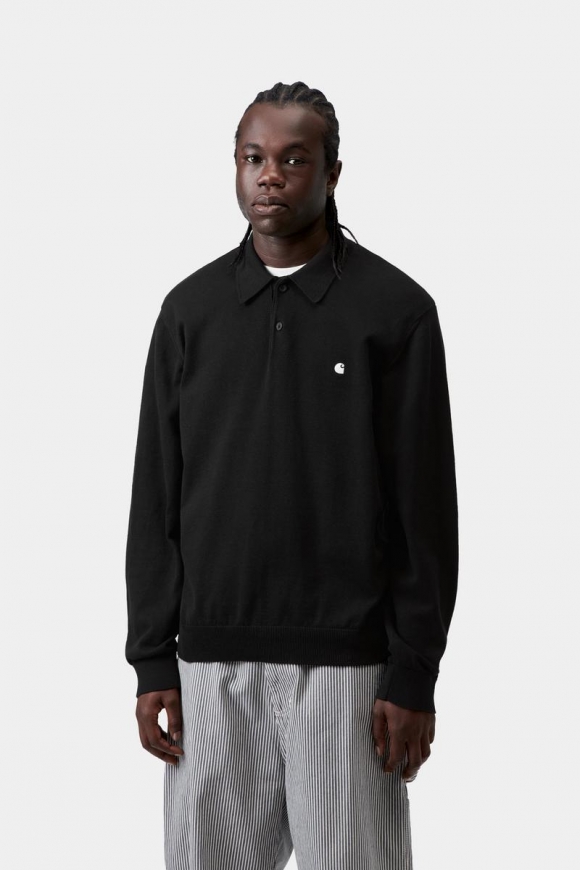 Carhartt L/S Madison Polo - Schwarz / Weiß Carhartt L/S Madison Polo - Schwarz / Weiß