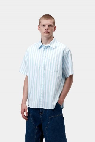 Carhartt S/S Royce Shirt - Royce Stripe, Icaria / Weiß Carhartt S/S Royce Shirt - Royce Stripe, Icaria / Weiß