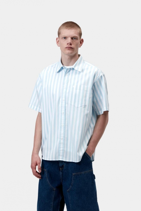 Carhartt S/S Royce Shirt - Royce Stripe, Icaria / Weiß Carhartt S/S Royce Shirt - Royce Stripe, Icaria / Weiß