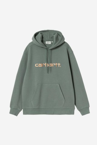 Carhartt Hooded Sweatshirt - Samtgrün / Sanftes Orange Carhartt Hooded Sweatshirt - Samtgrün / Sanftes Orange