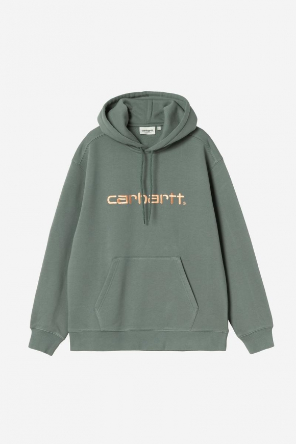 Carhartt Hooded Sweatshirt - Samtgrün / Sanftes Orange Carhartt Hooded Sweatshirt - Samtgrün / Sanftes Orange
