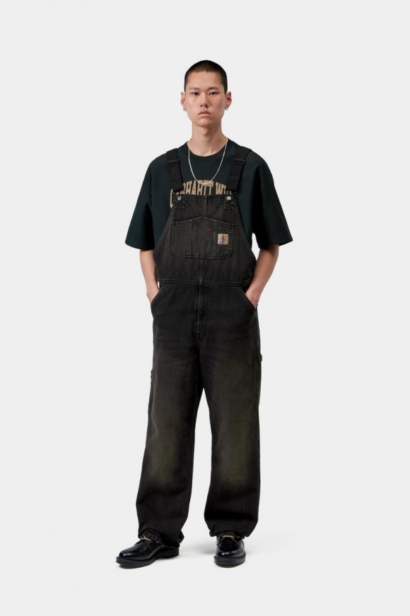 Carhartt Bib Overall - Schwarz, tabakfarbene Used-Waschung