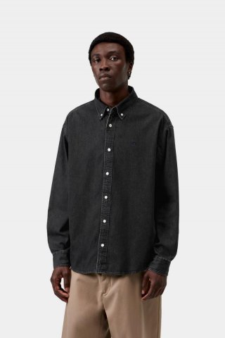 Carhartt L/S Lucas Shirt - Schwarz, Stonewashed Carhartt L/S Lucas Shirt - Schwarz, Stonewashed