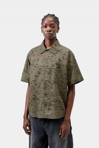 Carhartt S/S Travon Shirt - Entenfederdruck, Zypresse / Schwarz Carhartt S/S Travon Shirt - Entenfederdruck, Zypresse / Schwarz
