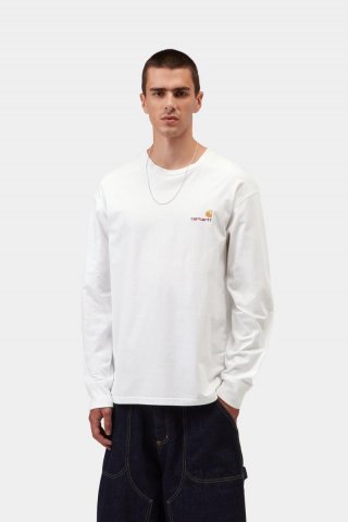 Carhartt L/S American Script T-Shirt - Weiß Carhartt L/S American Script T-Shirt - Weiß